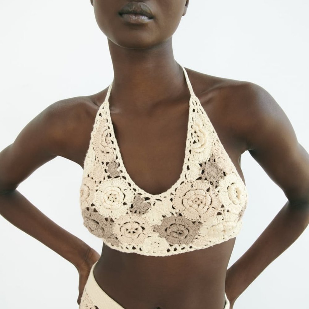 NWT FLORAL CROCHET KNIT BRALETTE LIMITED EDITION